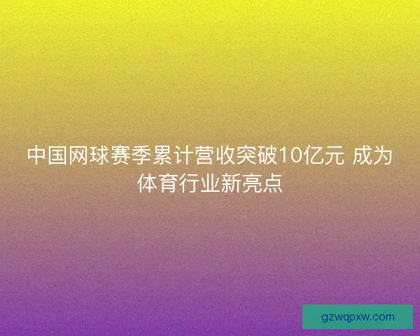 中国网球赛季累计营收突破10亿元 成为体育行业新亮点 中国网球赛季累计营收突破10亿元 成为体育行业新亮点