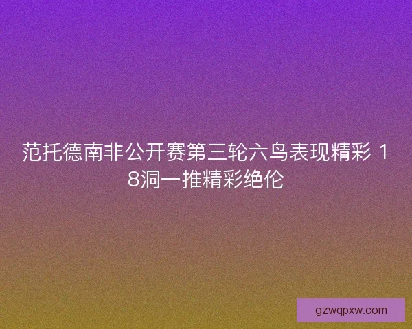 范托德南非公开赛第三轮六鸟表现精彩 18洞一推精彩绝伦