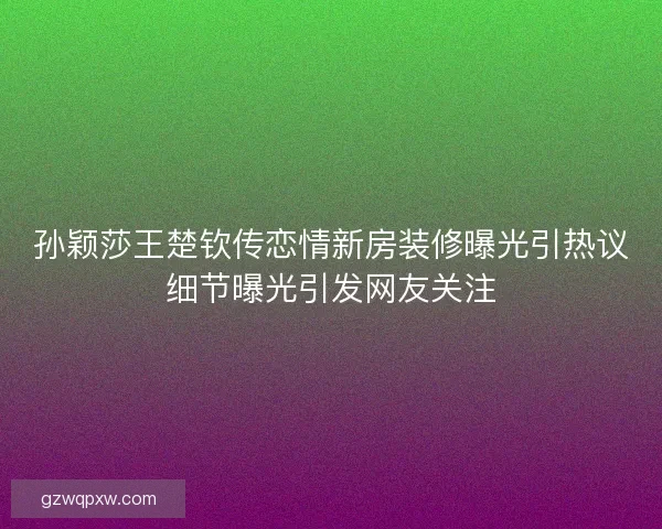 孙颖莎王楚钦传恋情新房装修曝光引热议细节曝光引发网友关注 孙颖莎王楚钦传恋情新房装修曝光引热议细节曝光引发网友关注