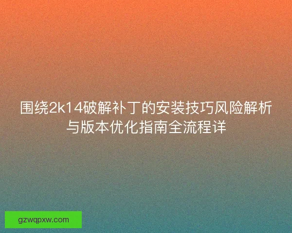 围绕2k14破解补丁的安装技巧风险解析与版本优化指南全流程详