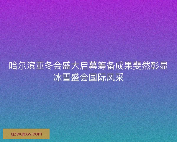 哈尔滨亚冬会盛大启幕筹备成果斐然彰显冰雪盛会国际风采 哈尔滨亚冬会盛大启幕筹备成果斐然彰显冰雪盛会国际风采